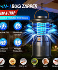 Outdoor 2-In-1 Mosquito Zapper With Zap And Trap, 8000mAh Cordless Rechargeable Fly Zapper for patio and camping use