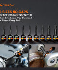Rock Solid Heavy Duty T Forty Impact Torx Socket Set Long Star Bits Half Inch Drive With Epoxy Fill Markings on tool display
