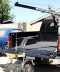Beefy Heavy Duty Pickup Truck Crane With 1000 Lbs Capacity, Hydraulic Hoist And Manual Winch, mounted in truck bed