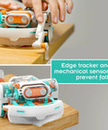 Dusty Robot Vacuum Cleaner STEM Kit Build Your Own Desktop Robotic Vacuum With Sensors Smart Navigation Edge Tracking And Movable Probe Arm Kid Friendly Educational Toy For Ages Eight Plus Or Adults on wooden desk