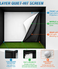 Golf Simulator Enclosure 10 x 8 Ft With Dual Layer Impact Screen Anti Rebound Hitting Cage For Indoor Garage Practice Blackout