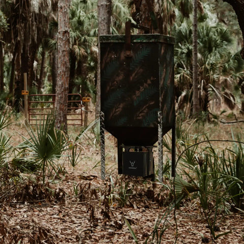Highwild 6 Volt Digital Deer Feeder Control Unit With Motor And Spinner Plate Powder Coated Steel Housing Universal Fit Most Barrels Includes Timer Drop Funnel And Protective Cover For Reliable Wild Turkey Food Plot Management