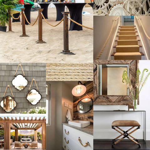 Collage of decor ideas using All Natural Brazilian Sisal Rope Hundred Percent Sisal Chemical Free Ultra Durable For DIY Projects Cats