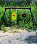 AR500 Steel Target Bullseye Gong 10 Inch Diameter 3/8 Inch Thick With Self Resetting Center Tone Spring for practice setup outdoors
