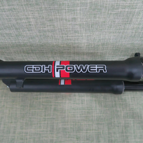 Close-up of 26 Inch Suspension Fork For Mountain Bikes, featuring CDH Power branding, single shoulder design, disc brake compatible.