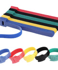 120 Pack 6 Inch Reusable Cable Ties Set For Home And Office Use, colorful hook and loop ties shown in blue, red, yellow, black, green.