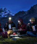 Campers enjoying meals with Ultralight Titanium Long Spoon For Backpacking And Camping, Durable Camp Utensil With Long Handle And Carabiner Loop