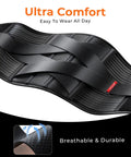 Breathable Work Back Brace With Removable Suspenders For Men And Women, Medical Grade Lower Back Support Belt in black, close-up view