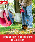 Person using All In One Electric Leaf Blower Corded Vacuum Mulcher With 460 CFM And 167 MPH Airflow With 40L Leaf Collection Bag