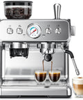 Game Changing Espresso Machine With Built In Grinder And 20 Bar Pressure, Hassle Free Milk Frother For Rich Cappuccinos, Stainless Steel Home Brewer That Truly Slaps And Saves Space with dual coffee shots.
