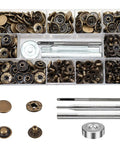 Leather Snap Fasteners Kit 80 Sets 15mm Antique Brass Pro Grade Heavy Duty Snap Buttons With 4 Setter Tools for DIY Projects