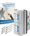 800 Lb Beefed Up Kick Proof Door Reinforcement Lock for Inward Swing Doors Easy DIY Install with 3 Inch Screws, package view