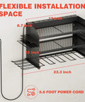 Power Tool Organizer Wall Mount With Charging Station And 8 Outlet Heavy Duty Metal Garage Storage Rack 23 Inch Three Tier Shelves