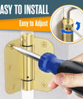 Self Closing Door Hinges With Spring Loaded Auto Close Brass 3.5 Inch Radius Five Eighths Inch Adjustable Tension Easy Install
