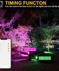 Outdoor RGB Flood Lights With 500W Equivalent Brightness Bluetooth App Control IP66 Waterproof, trees lit in multiple colors