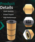 Six Pack LF17511 Oil Filter Fits Freightliner Cascadia 114SD 122SD 108SD And Western Star 4700SB 4700SF 4900FA Heavy Duty Trucks 2009-2020 Replaces P551005 P7505 L6 12.8L 14.8L 15.8L Engines, filter details view
