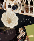 3D Wooden Puzzle For Adults 424 Piece Model Building Kit DIY Wood Craft Set Built To Impress Real Mortise And Tenon Build For Room Decor And An Epic Gift For Men And Women. wooden phonograph model with handle and record