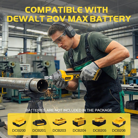 Compatible With 20 Volt Power Batteries This Smooth Operator Cordless Die Grinder in action, grinding metal with sparks flying.