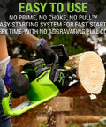 Smooth Operator 40 Volt Cordless Electric Chainsaw With 14 Inch Guide Bar And Brushless Motor Tool Only cutting through a log.
