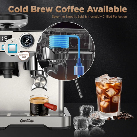 Everyday Home Barista Espresso Machine With Built In Grinder, 20 Bar Pressure For Rich Extraction, Temperature Control 194F