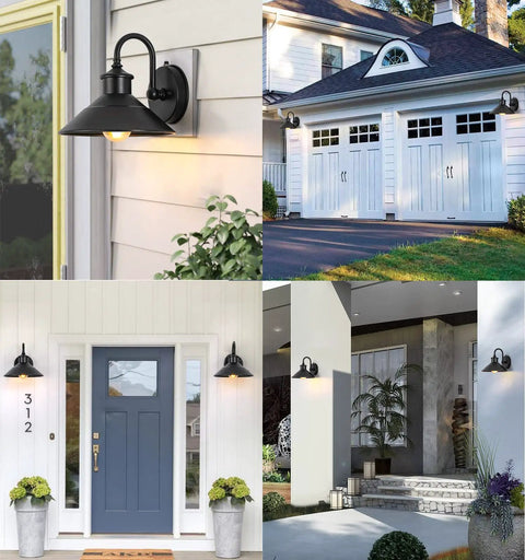 Dusk To Dawn Outdoor Barn Light Gooseneck Fixture Waterproof and Rust Resistant for Front Porch, Garage, and Garden with E26 Base.