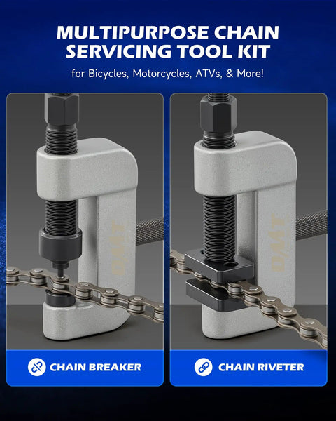 20 Piece Motorcycle Chain Tool Kit With Powder Coated C Frame And 5 Pins Pre Press Cap Pro Grade Heavy Duty Chain Breaker