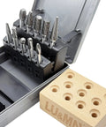 Heavy Duty Tungsten Carbide Die Grinder Burr Set, 10 Piece, One Quarter Inch Shank, Double Cut Rotary Bits in open case