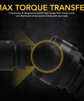 Beefy Impact Universal Joint Socket Set 3-Piece Swivel With Ball Spring Design showing max torque transfer feature