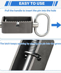 Detailed view of Heavy Duty 4 Pack Weld On Spring Gate Latches showing automatic closing mechanism and heat treated steel pin.