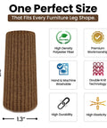 Brown Chair Leg Socks Protectors For Hardwood Floors No Slip Grip Easy To Put On Fits Round And Square Legs Bar Stool Leg Covers And Furniture Pads 48 Or 80 Count shown with dimensions and features like polyester fiber and washability.