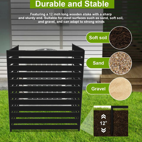 Heavy Duty 3 Panel Metal Privacy Screen Fence For Outdoor Spaces 42 Inch Tall 38 Inch Wide Panels with stability features