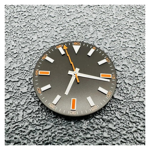 29mm Watch Dial With Hands Set For Miyota 8215 8200 8205 821A 2813 3804 Movements, black watch dial with orange second hand