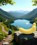Reusable Banana Keeper Guard With Secure Snap Lid Keeps Bananas Fresh And Prevents Bruising For Tailgate Days Camping Trips And Backyard Hangouts Portable Fruit Travel Case That Clips Shut displayed against a scenic mountain lake.