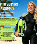 Woman holding DOT Certified 1.9L Scuba Tank Pony Bottle for Snorkeling and Boat Cleaning, Your On The Go Dive Buddy With Aerospace Grade Aluminum Build, Anti Oxidation Coating