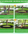 Step-by-step guide to installing Root Barrier 12In By 15Ft By 60Mil For Trees, Recycled HDPE Landscape Edging around a tree.