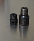 Two sockets from Low Profile Nano Impact Sockets Set, 14-Piece, 3/8 Inch Drive, Metric, Built Tough Cr-Mo Steel, Ultra Short For Tight Access.