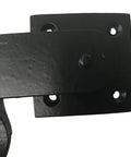 Close-up of Vintage Black Iron 5.75 Inch Door Latch With Old School Wrought Iron Finish, mounting holes visible