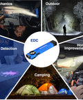 Rechargeable Pocket Flashlight With Dual Led And Cob, Uv Light, 600 Lumens, Magnetic Base, Clip, Slim Edc Flashlight For Garage, Camping, Home And Emergencies