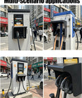 Wall Mount EV Charger Weatherproof Cover Tough As Nails Rain And Snow Splash Guard, heavy-duty outdoor charging station in city.