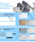 Stainless Steel Mop And Broom Holder Wall Mount With Hooks 4 Pack Screw Or Self Adhesive Install Rustproof 304 Stainless Tool Organizer