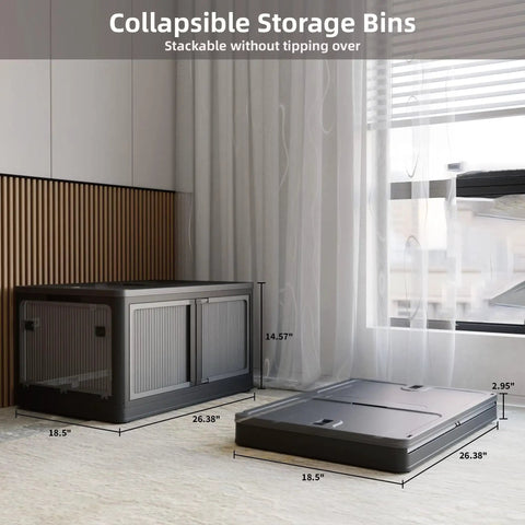 Game Changer 506QT Four Pack Stackable Closet Bins With Grippy Rollers And Five Accordion Doors Made From Clear Collapsible Plastic For No Sweat Tool Free Crafting Storage That Looks Sick In Any Room