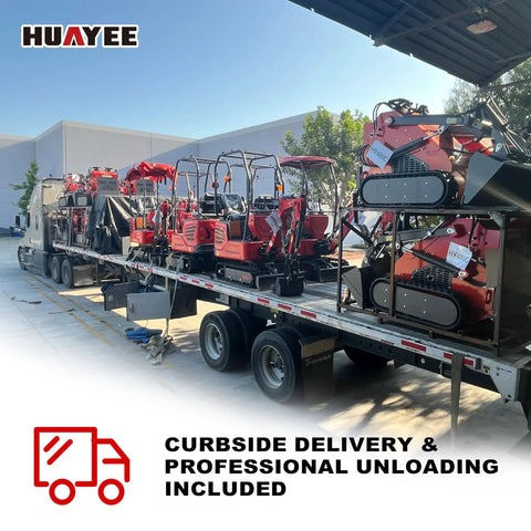 Mini Skid Steer Loader With 23HP V-Twin Gas Engine Tracked Stand-On Operation Triple-Pump Triple-Valve System Heavy-Duty Bucket Included Delivery And Unloading Included loaded on truck for delivery