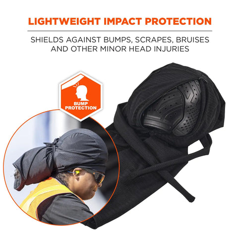 Skullerz 8941 Mesh Dreadlock Tube And Bump Cap Insert Black Large X Large shown with safety bump protection feature.