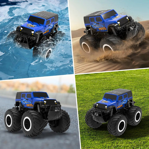 Amphibious RC Car For All Terrain Fun Beasts On Wheels 1 To 16 Scale 2.4GHz Remote Control Monster Truck in various terrains