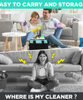 Couple using High Powered Handheld Steam Cleaner With Comprehensive Accessory Kit for easy cleaning at home.