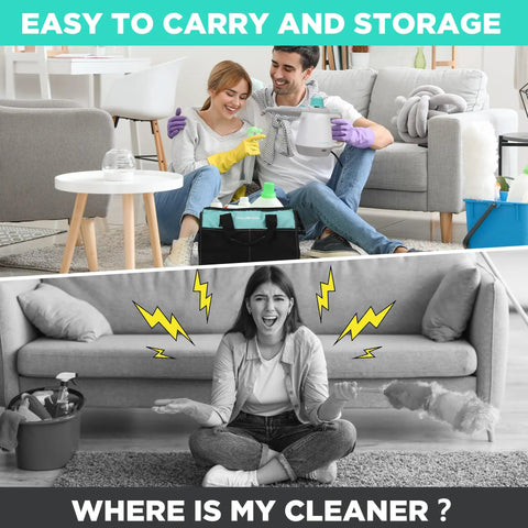 Couple using High Powered Handheld Steam Cleaner With Comprehensive Accessory Kit for easy cleaning at home.