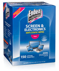 Electronics Cleaning Wipes With Anti Static Formula box, 150 individually wrapped, for screens and electronics, front view