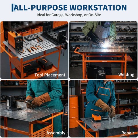Solid As A Rock Heavy Duty Carbon Steel Welding Table 36 By 24 Inches 800 Lbs Capacity used for welding and assembly.