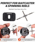 Demonstration of using 8 In 1 Fishing Reel Repair Kit With Bearing Puller Magnetic Screwdriver Wrench Tweezers Cleaning Brush Bearing Removal Pin Punch And Complete Reel Care Set For Spinning And Baitcasting Reels DIY Reel Maintenance At Home Or On The Water