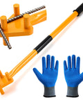 Heavy Duty Manual Rebar Bender Tool For 5/8 Inch Steel Bar And Rope Bending With Anti Skid Grip Sleeve Gloves, 35-inch lever with blue gloves.